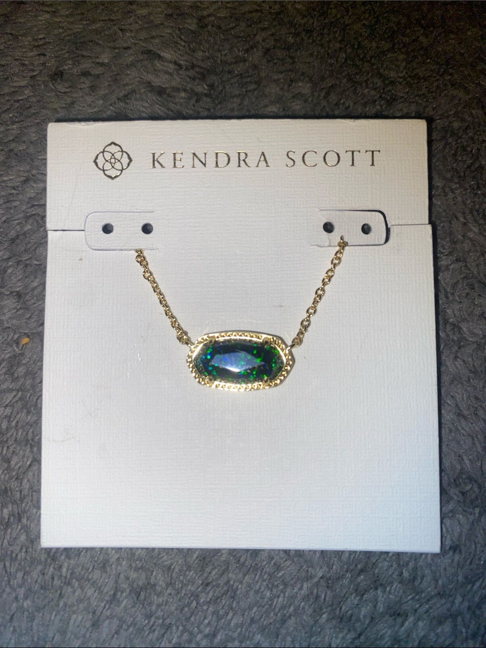 BNWT Kendra Scott Elisa Gold Necklace in Forest Green Kyocera Opal $125